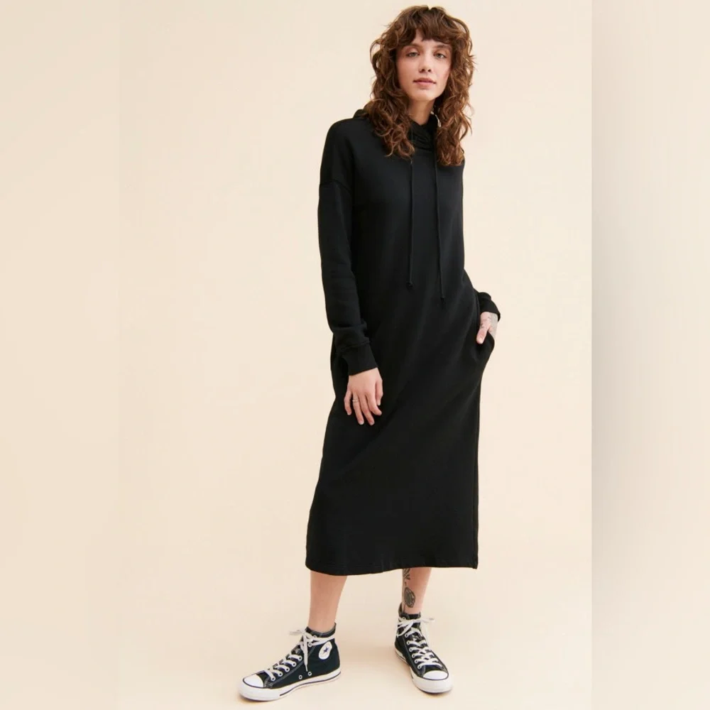 Anthropologie | Stateside Black Long Sleeve Hoodie Dress Size M - Picture 5 of 5